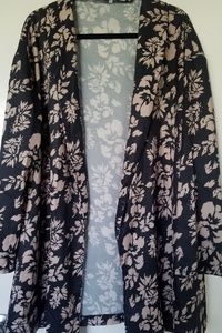 Silky Floral Open Front Cardigan/Jacket